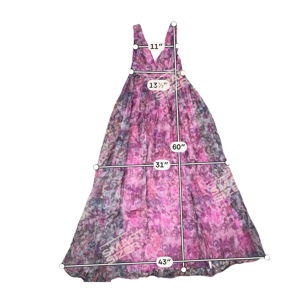 Lulus Purple Floral Maxi Dress V-Neck Sleeveless Chiffon Formal Gown Size M - Picture 9 of 10